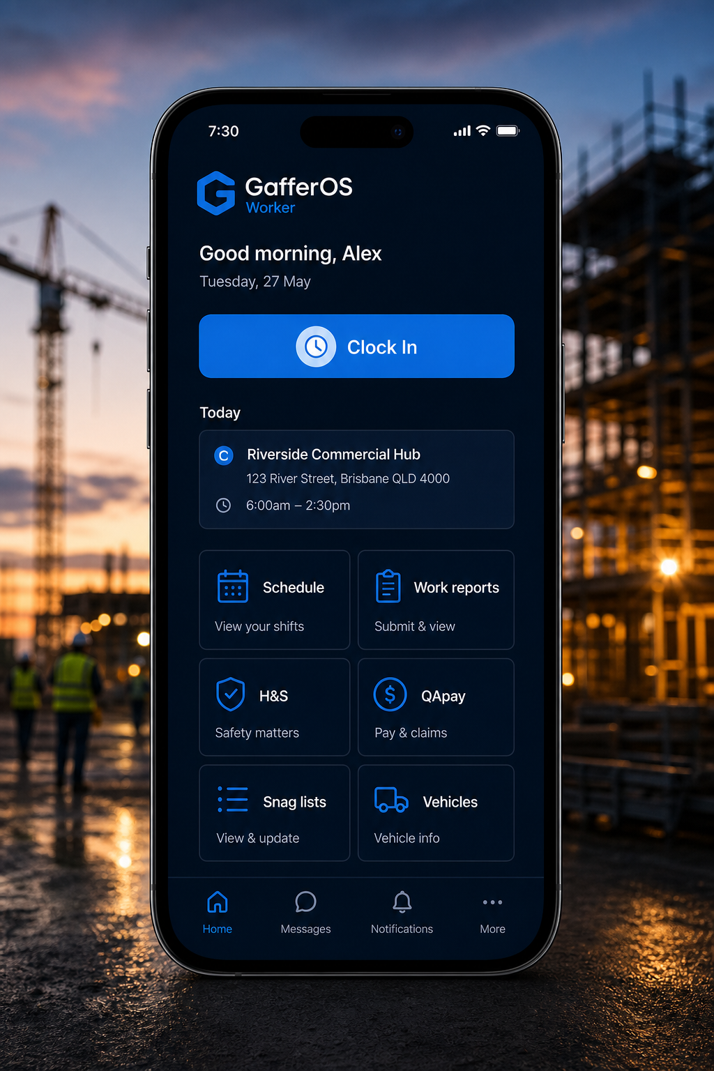 GafferOS worker mobile app